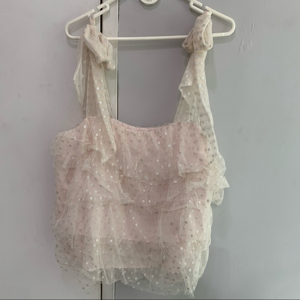 Tulle ruffle shirt